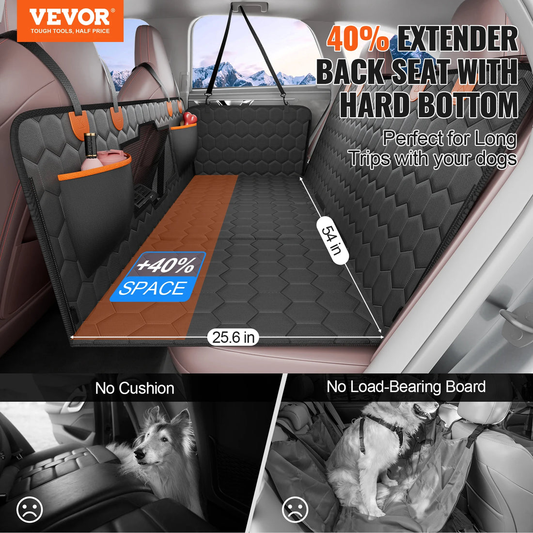 Back Seat Extender Dog Car Hammock with Mesh Window and Storage - iCaremypet