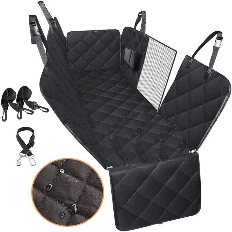 Dog Car Seat Cover Safety Protector -Black with Belt