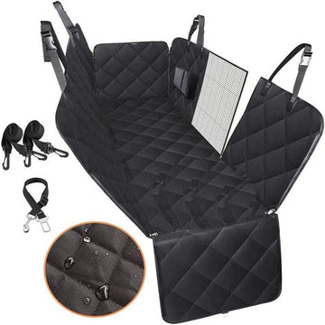 Dog Car Seat Cover Safety Protector -Black with Belt
